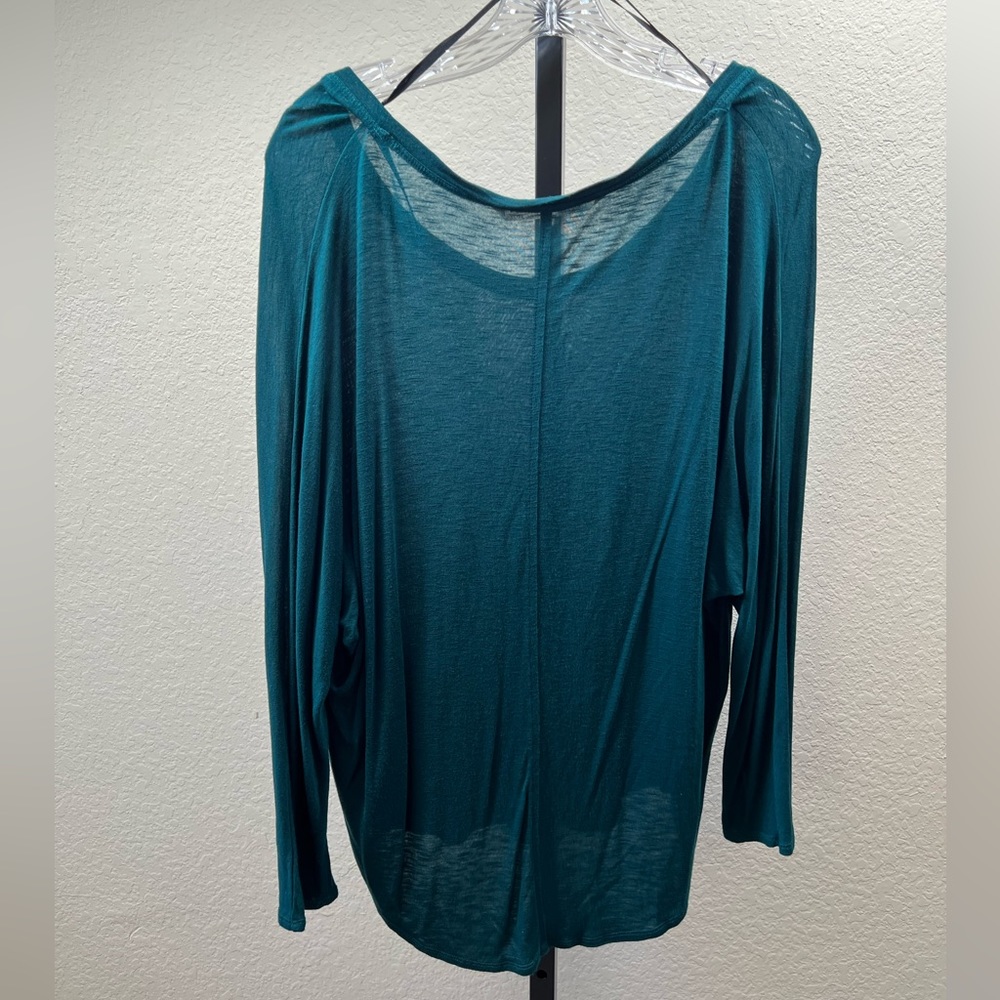 Long Sleeve High Low Top Green Layering Basic Oversized T Shirt Casual Blouse BF - Picture 3 of 17